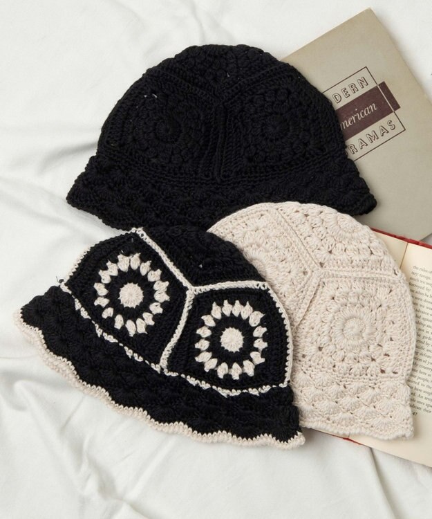 WEGO クロシェニットハット 柄1