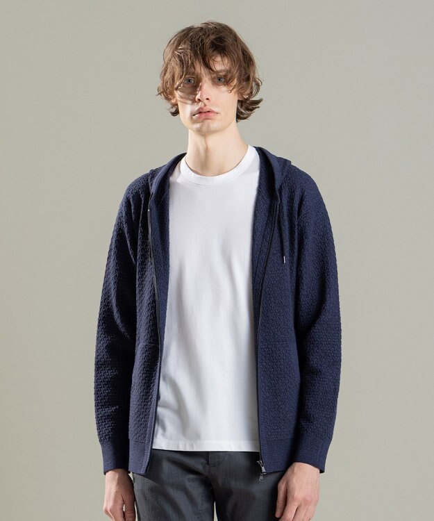 JOSEPH HOMME ヴィスコースリンクスジャガード　パーカ ネイビー系