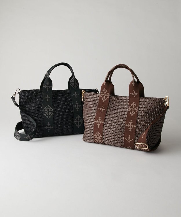 russet ナイロンラフィアデイリーミニトートバッグ(CE-1712) D.Brown