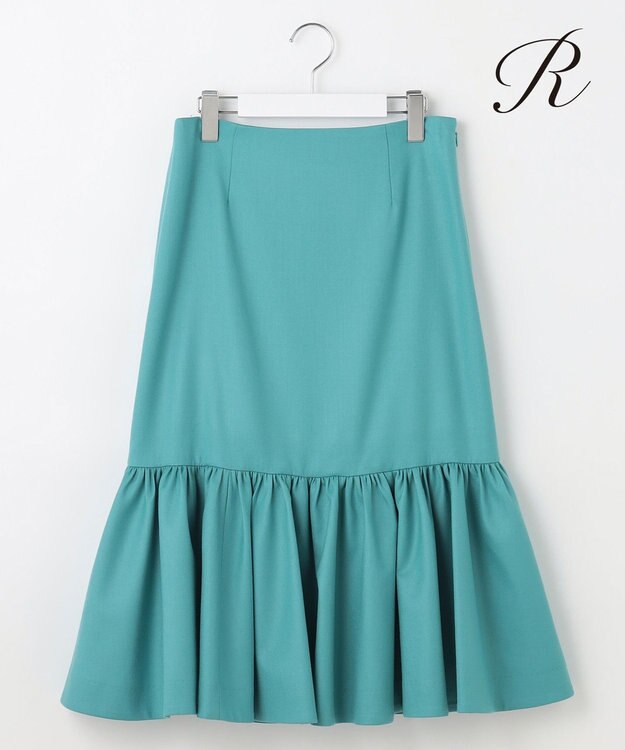 23区 L 【R(アール)】カラーウールツイル ティアードスカート ターコイズブルー系