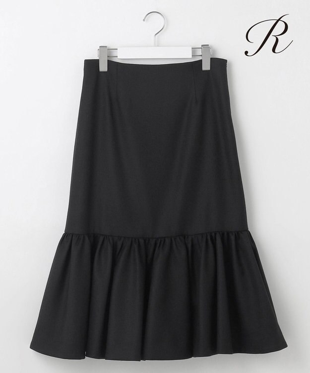 23区 L 【R(アール)】カラーウールツイル ティアードスカート ブラック系