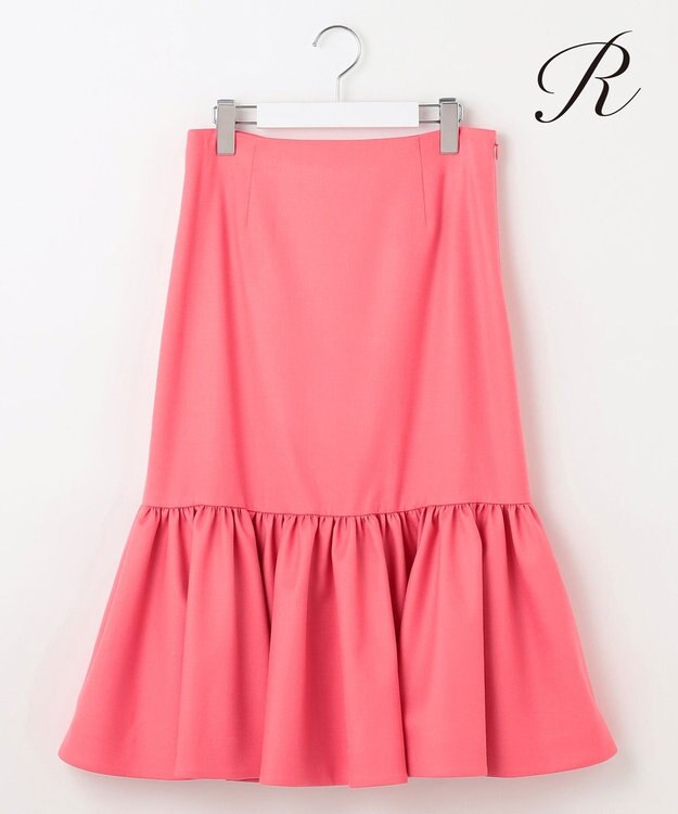 23区 L 【R(アール)】カラーウールツイル ティアードスカート ピンク系