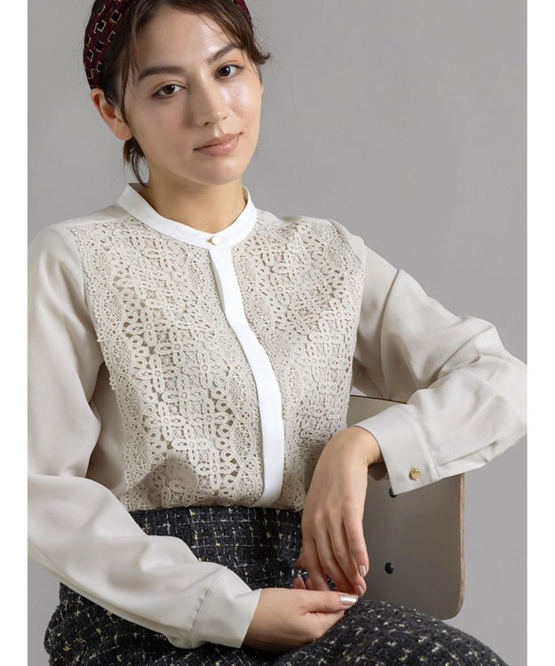 Te chichi 【WEB限定カラーあり】フロントレースブラウス オフホワイト
