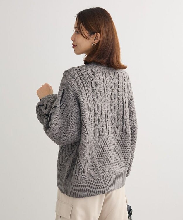 Green Parks 変形ケーブルニットプルオーバー Gray