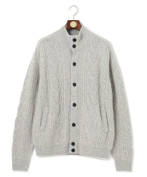 J.PRESS MEN 【Cash Lamb's Wool】ケーブルニット カーディガン ライトグレー系