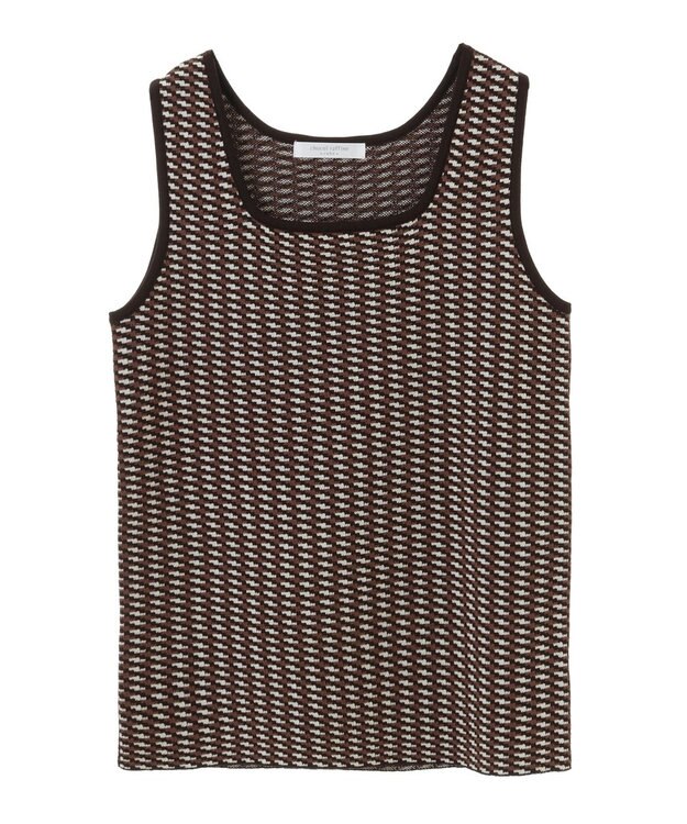 Green Parks ジャガード柄スクエアニットプルオーバー Brown