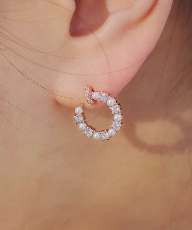 Tiaclasse 【金属アレルギー対応】ストーンサークルピアス ピンクゴールド