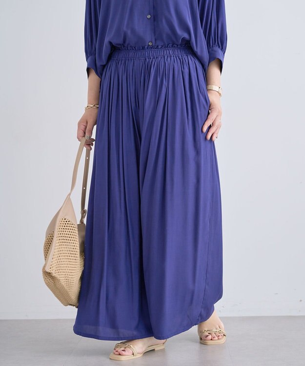 Green Parks 接触冷感シルキータッチローンスカーチョ Blue