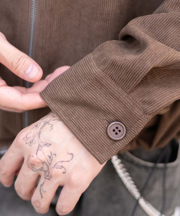 WEGO 【ユニセックス着用ITEM/MLサイズ展開】コーデュロイシャツジャケット ブラウン