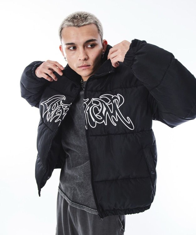 WEGO 【ユニセックス着用ITEM/MLサイズ展開】パファーグラフィックブルゾン ブラック