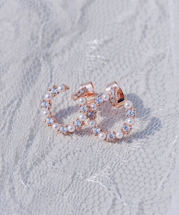 Tiaclasse 【金属アレルギー対応】ストーンサークルピアス ピンクゴールド