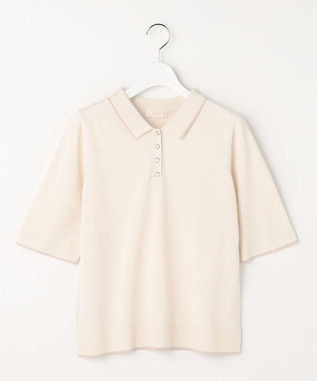 ANY SIS S 【アイスタッチ】ポロ ニット アイボリー×ベージュ