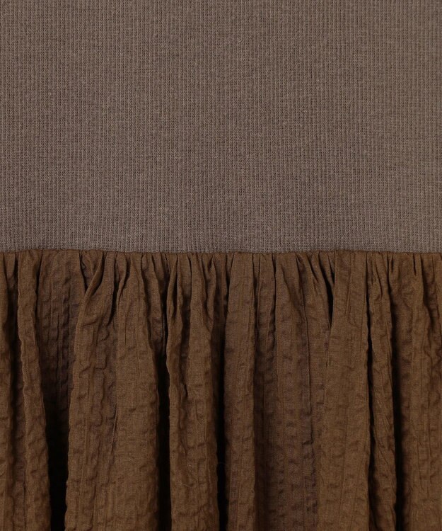 23区 L 【SLOW/一部店舗限定】コットンローンウェーブ バルーン ワンピース ブラウン系