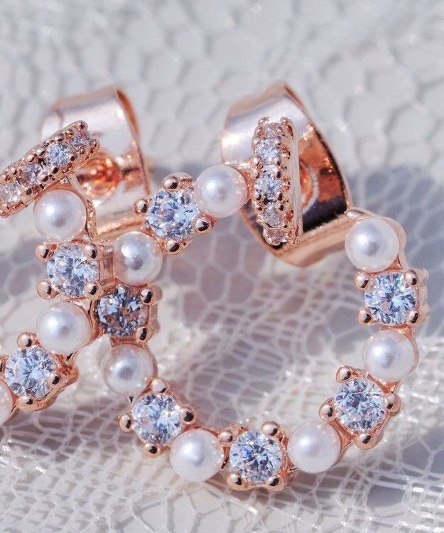 Tiaclasse 【金属アレルギー対応】ストーンサークルピアス ピンクゴールド