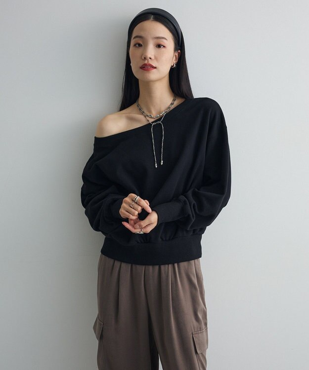 Green Parks オフショルスウェット Black