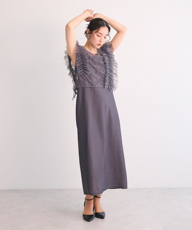 Green Parks ・Ｒａｉｌｍｅ　ＳＥＴ２点　レースブラウス＆ワンピ Charcoal Gray