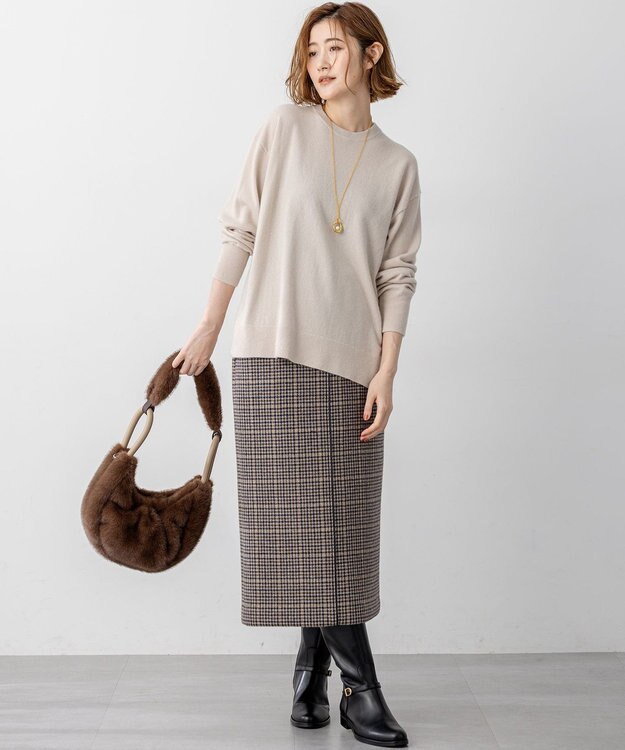 23区 S 【見上愛さん着用/Oggi・STORY掲載】ピュアカシミヤ クルーネック ニット ベージュ系