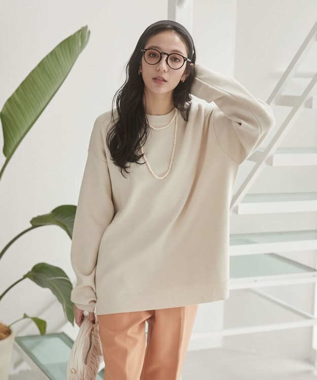 WEGO 【ユニセックス着用ITEM/MLサイズ展開】ミラノリブクルーネックプルオーバー ホワイト