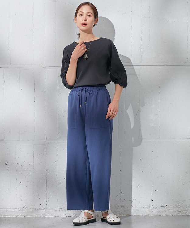 ANY 【ウエストゴム/UVケア/接触冷感】清涼リラックスワイドパンツ ブルー