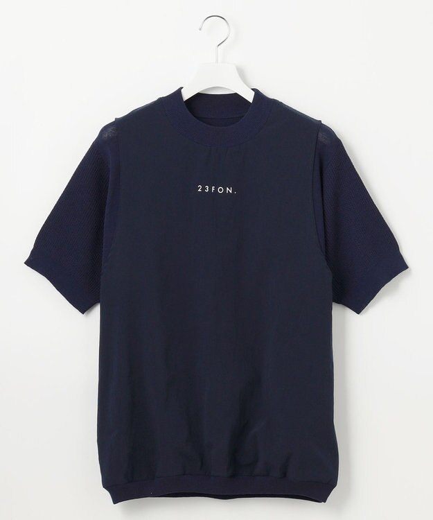 23区GOLF 【23Fondation/MEN】レイヤード風 コンビモックネック ネイビー系