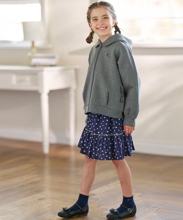 組曲 KIDS 【150-160cm】ダンボールニット パーカー グレー系