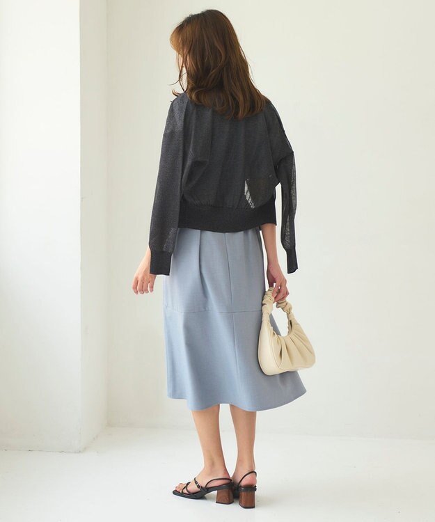 Feroux 【洗える】シアーカラー カーディガン ブラック系