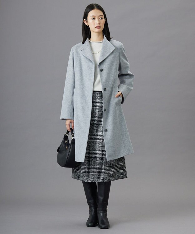 J.PRESS LADIES L Super150sAZAMIビーバー スタンドカラー コート グレー系