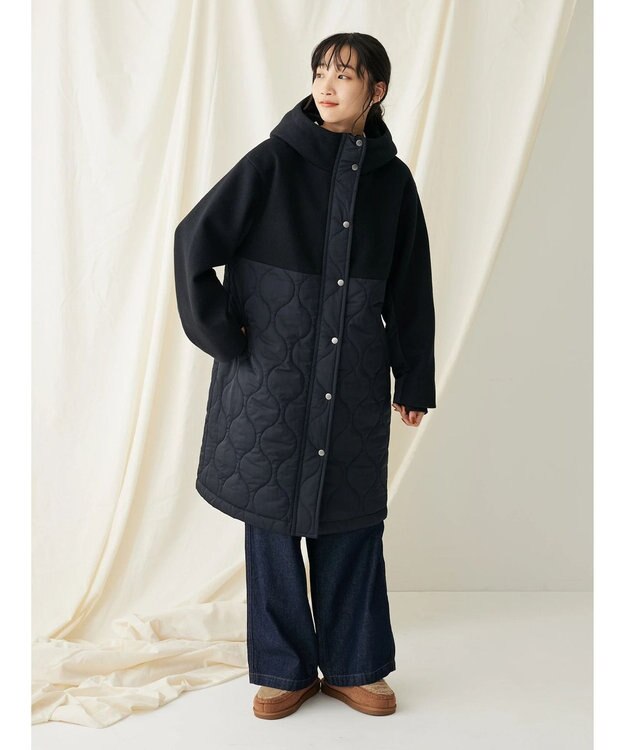 CRAFT STANDARD BOUTIQUE キルティング切替フードコート Black