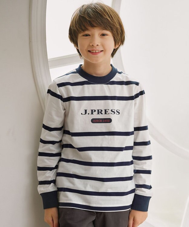 J.PRESS KIDS 【110-130cm】ボーダー カットソー オフホワイト系1