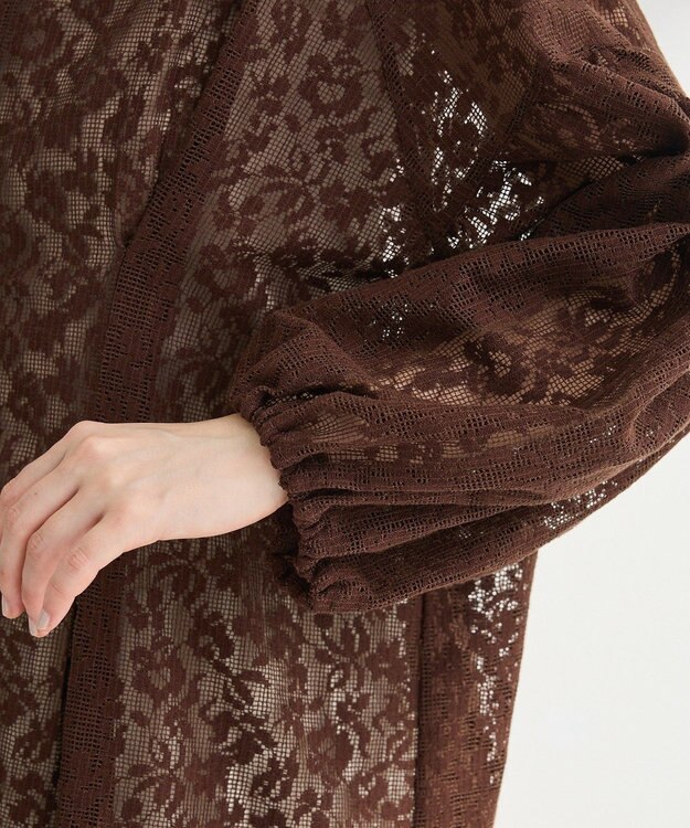 Green Parks メッシュレースタック入りプルオーバー Brown