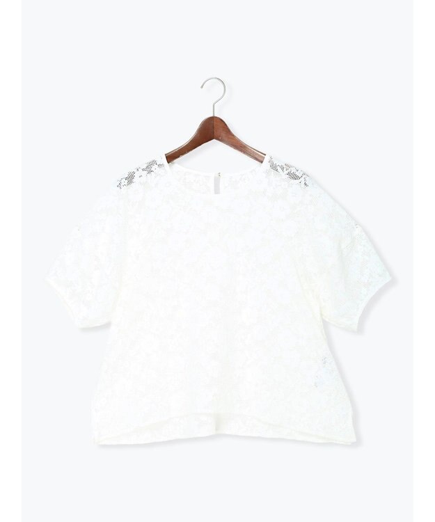 Te chichi メッシュレースボリュームスリーブブラウス オフホワイト