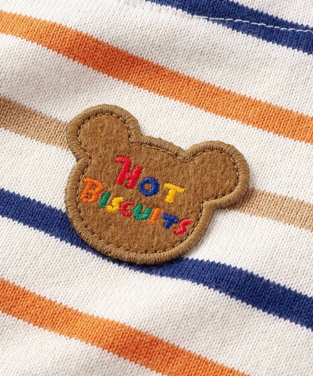 MIKI HOUSE HOT BISCUITS 【80-120cm】 ボーダー柄 長袖ワンピース オレンジ