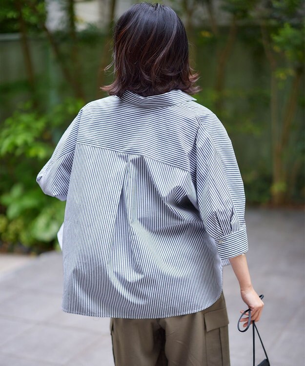 ANY 【UVケア/接触冷感/洗濯機可能】クールＵＶドルマンシャツ ブルーストライプ