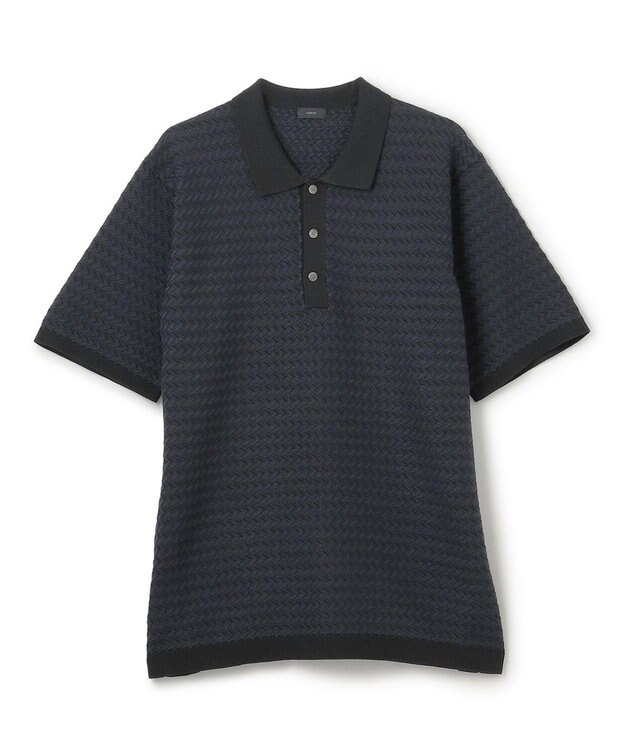 JOSEPH HOMME ヘリンボンボーダー　ポロ ネイビー系