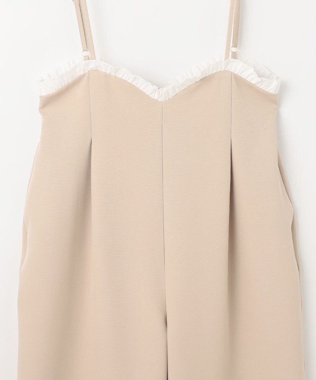 Feroux フリルデザイン・サス付きパンツ ベージュ系