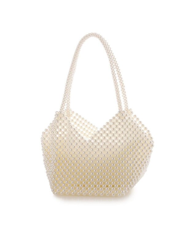 UNBILLION カシュカシュ cachecache / ビーズハート手提げバッグ ホワイト