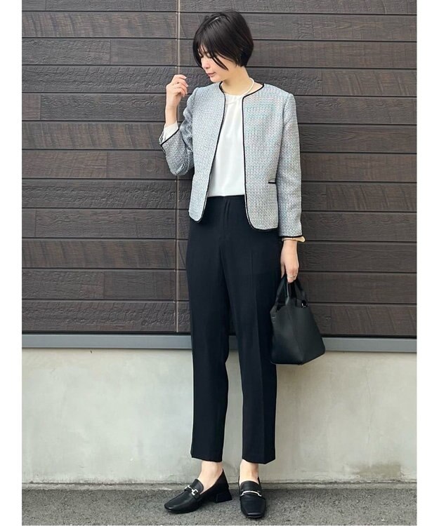 Green Parks ｅｆ－ｄｅ　ツィード風ノーカラージャケット Black