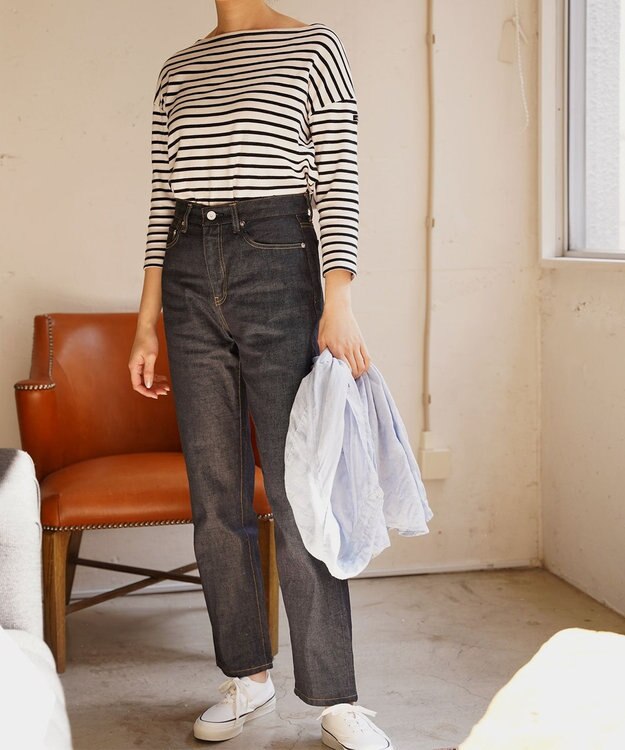 woadblue ＜坪田あさみさんコラボ＞ワイドテーパード  デニムパンツ RIGIDBLUE