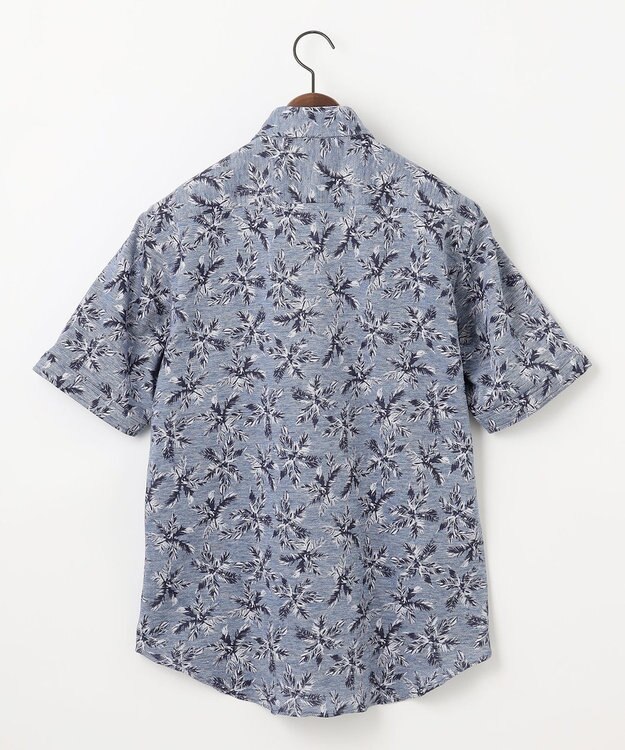 JOSEPH ABBOUD 【吸水速乾/ストレッチ/ノルマンディーリネン】リネンハニカム プリントジャージー シャツ サックスブルー系6