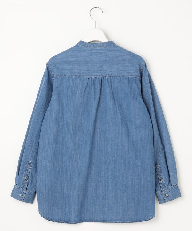 J.PRESS LADIES 【洗える・セットアップ対応】5ozバージラコンパクト ピンタック ブラウス ダルブルー系