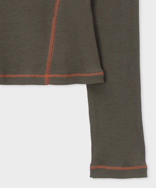 Paul Smith コントラストステッチ リブ 長袖カットソー ダークグリーン