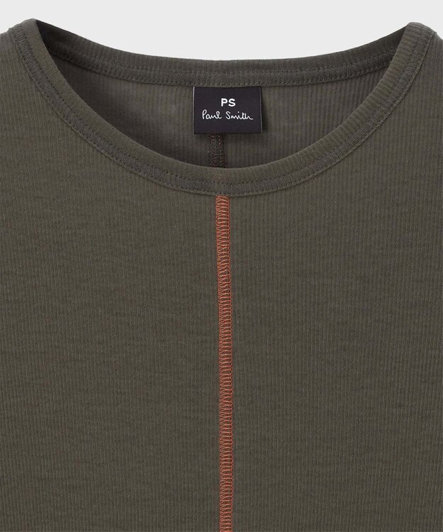 Paul Smith コントラストステッチ リブ 長袖カットソー ダークグリーン
