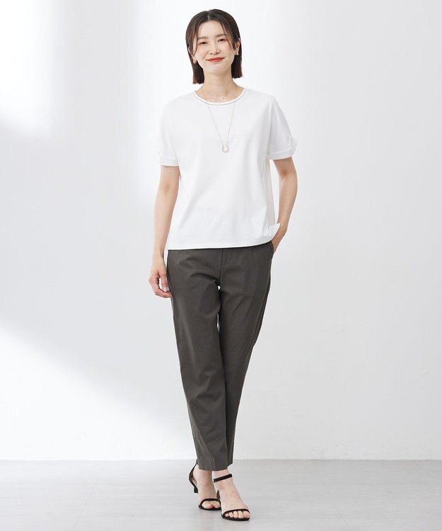 J.PRESS LADIES 【WEB限定カラーあり・洗える】コットンスムース ハシゴレース カットソー ホワイト系