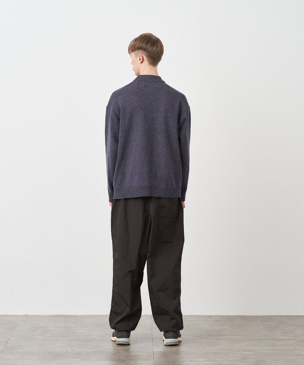 ATON WOOL MOULINE | モックネックセーター - UNISEX NAVY