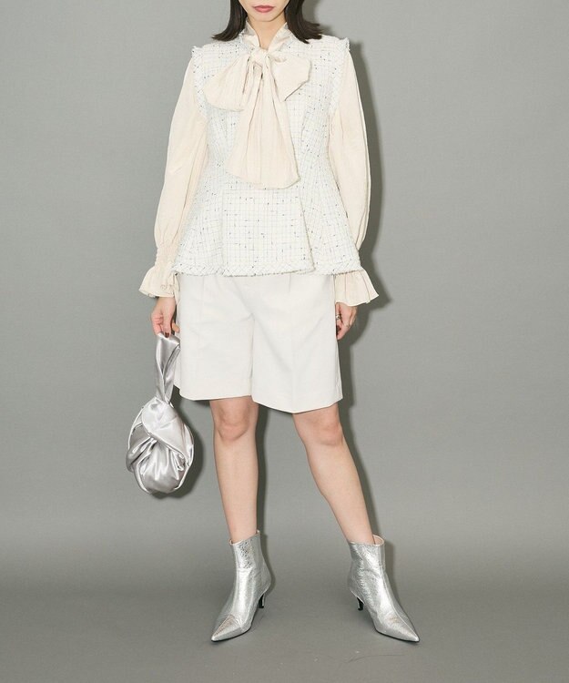 Green Parks ボウタイリボンブラウス Ivory