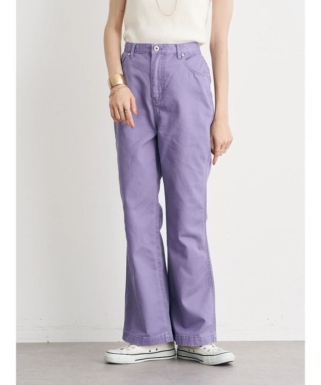 earth music&ecology カラーフレアパンツ Purple