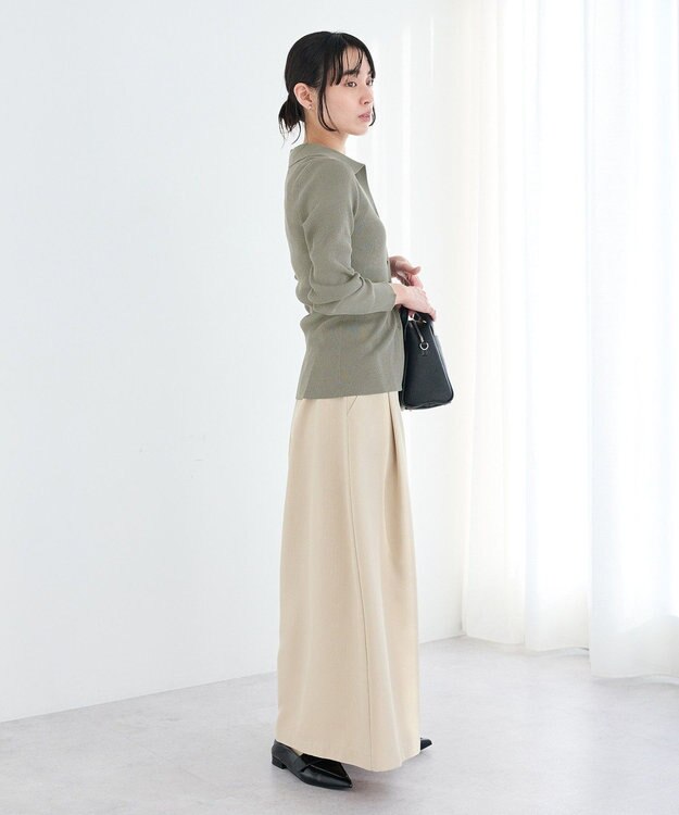 CRAFT STANDARD BOUTIQUE 襟付きコンパクトリブニットカーディガン Charcoal Gray