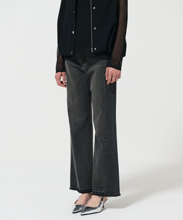 GRACE CONTINENTAL サイド切替フレアデニムパンツ ブラック