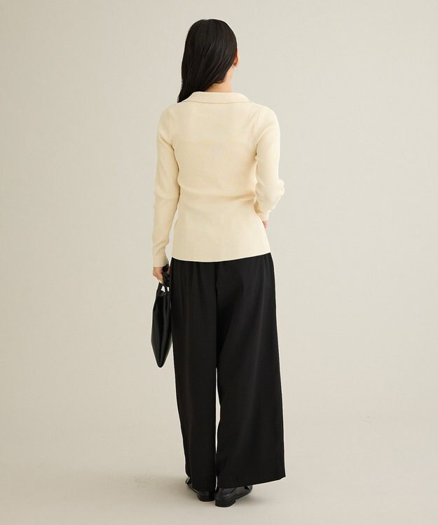 CRAFT STANDARD BOUTIQUE 襟付きコンパクトリブニットカーディガン Ivory