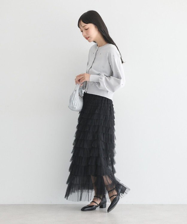 earth music&ecology パール＆ビジューカーディガン Gray